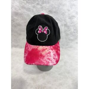 Disney Minnie Mouse Baseball Cap Hat Black Pink Tie Dye Adjustable QQC2568
